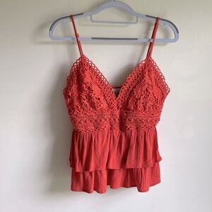 A.T.A.P. All Things Are Possible Crochet Tiered Cami Top Size Large